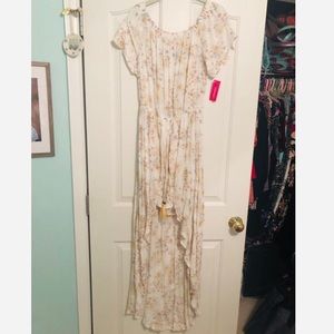 Floral Romper with Hi-Lo Skirt